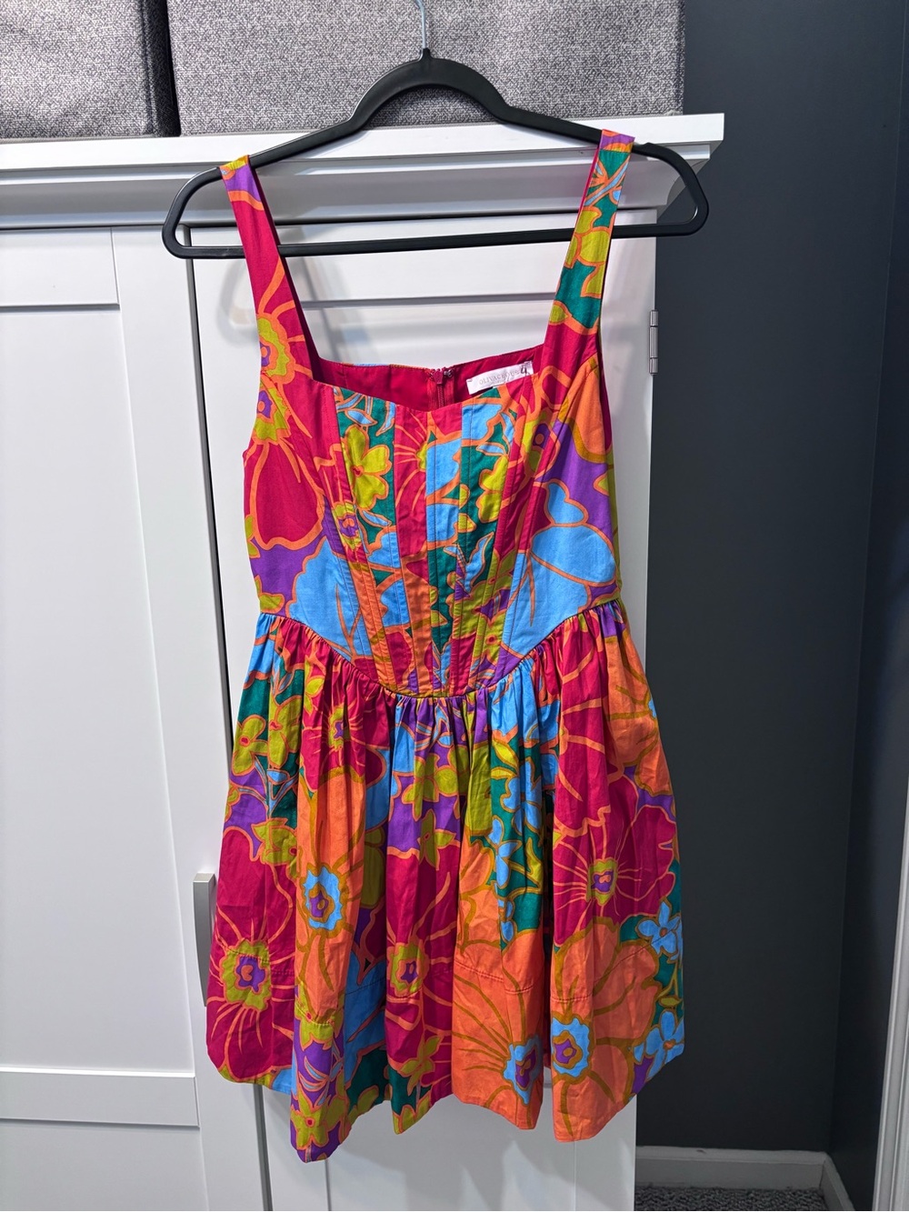Olivaceous Bright Floral Cotton Sundress in a Vibrant Rich Floral Print NWOT